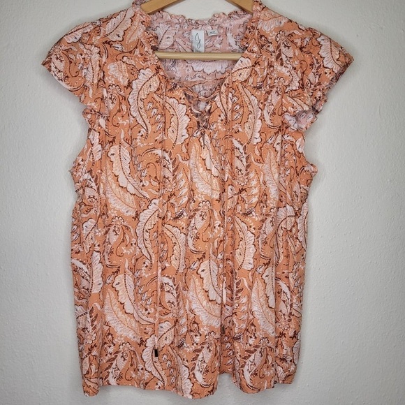 Joie Tops - JOIE Bohemian Rayon Printed Ruffle Blouse Top Metallic Accent size Medium